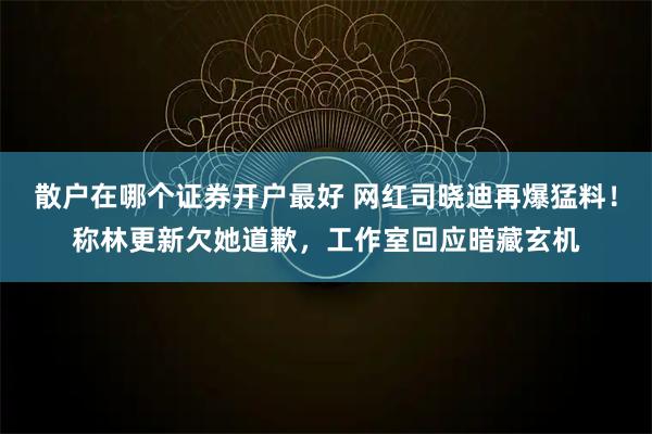 散户在哪个证券开户最好 网红司晓迪再爆猛料！称林更新欠她道歉，工作室回应暗藏玄机